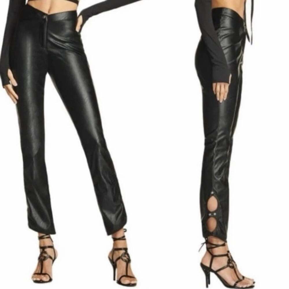 I.AM.GIA Cirdan Faux Leather Cutout Hem Pants Black XS Slim Fit EUC